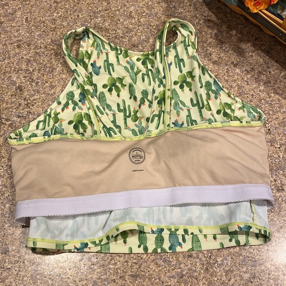 MOTT50 UPF 50+ 2 Piece Swim Suite Bikini Cactus Green Yellow L Removable Pads - Picture 8 of 16